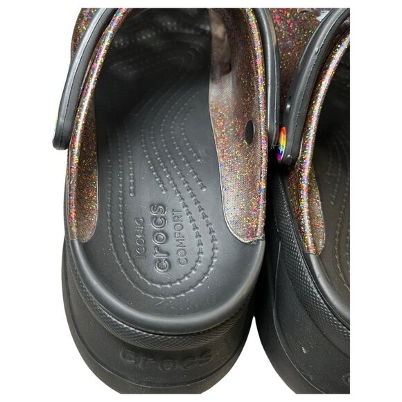 Crocs Platfirm Clogs Womens Sz 8 Classic Bae Pride Translucent Glitter - Picture 10 of 16